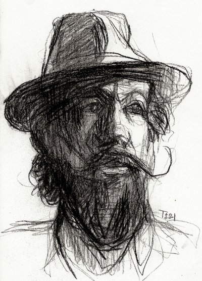 Retrato intenso de un hombre con barba de Tore Bahnson