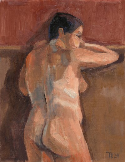 Figura desnuda inclinada de Tore Bahnson