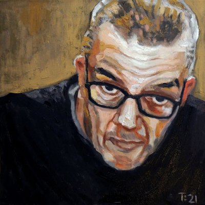 Cuadro de un hombre con gafas de Tore Bahnson