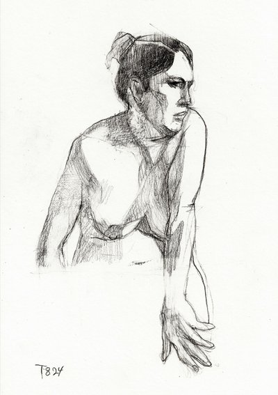 Figura femenina pensativa de Tore Bahnson