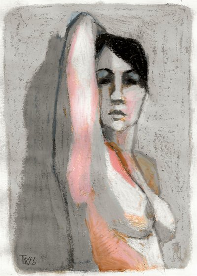 Dibujo de una figura pensativa de Tore Bahnson