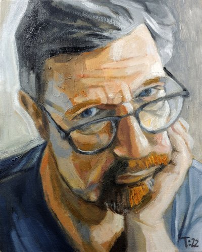 Hombre pensativo con gafas de Tore Bahnson