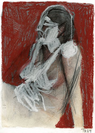 Dibujo de un desnudo pensativo de Tore Bahnson