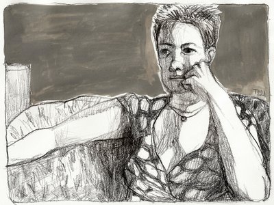 Retrato de una mujer pensativa de Tore Bahnson