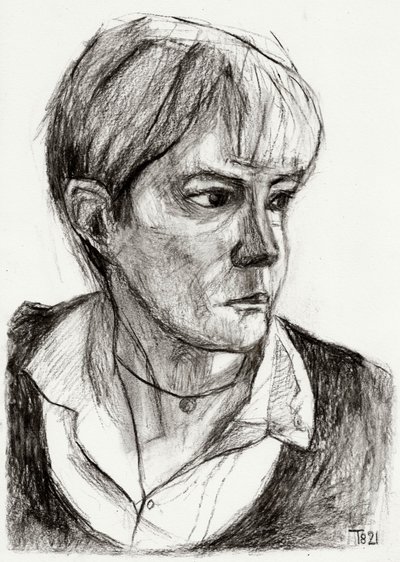 Boceto de una mujer pensativa de Tore Bahnson