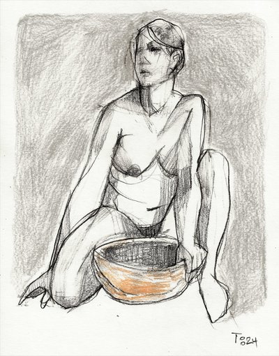 Dibujo de figuras desnudas en un ambiente tranquilo de Tore Bahnson