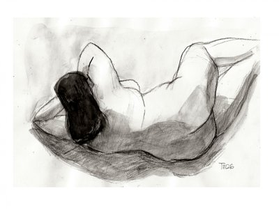 Dibujo de desnudo reclinado de Tore Bahnson