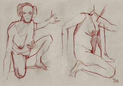 Bocetos de desnudos rojos de Tore Bahnson