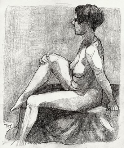 Boceto de una figura desnuda sentada de Tore Bahnson