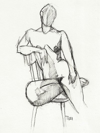 Estudio de desnudo sentado de Tore Bahnson