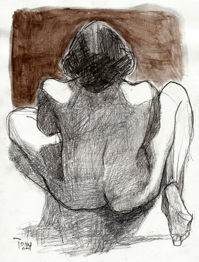 Boceto de una mujer sentada de Tore Bahnson