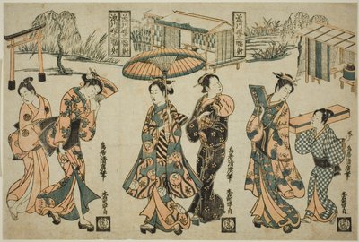 Chicas de Fukagawa - Un Tríptico (Fukagawa musume sanpukutsui) de Torii Kiyohiro