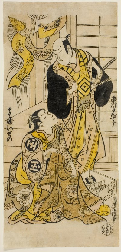 Los actores Ichikawa Danjuro II y Sodesaki Iseno I de Torii Kiyomasu II