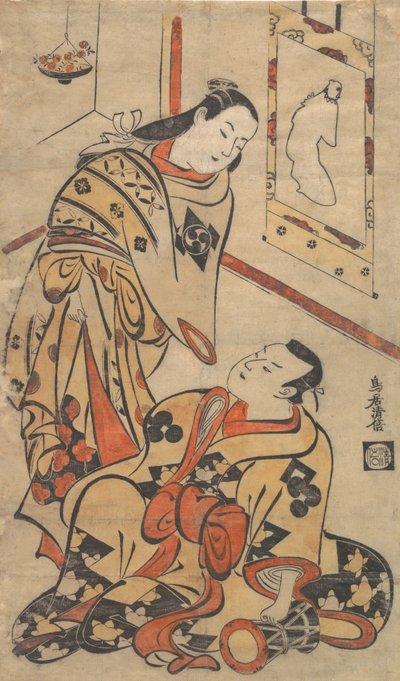 Actores Kabuki Nakamura Gentaro e Ikushima Shingoro, ca. 1710 de Torii Kiyomasu I