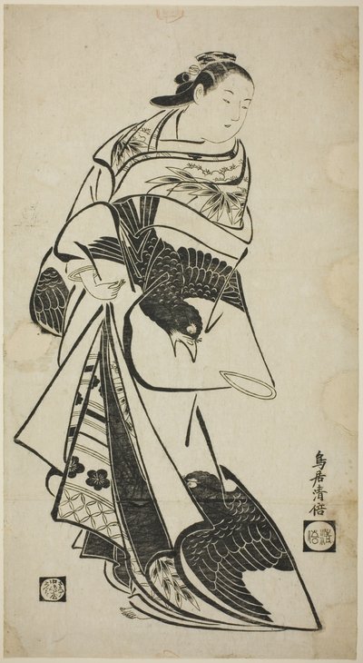 Figura de mujer de pie de Torii Kiyomasu I