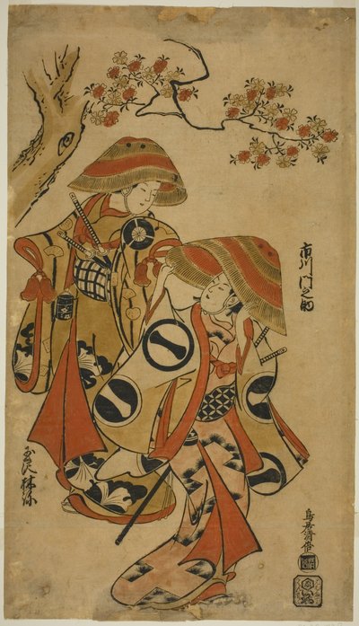 Los actores Ichikawa Monnosuke I y Tamazawa Rinya de Torii Kiyomasu I