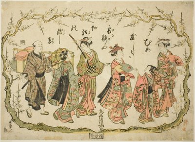 Fiesta de camino a ver los ciruelos en flor de Torii Kiyomitsu I