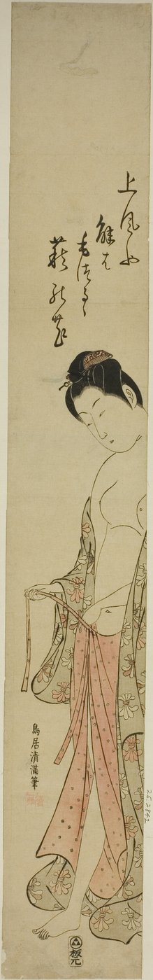 Mujer vistiéndose después del baño de Torii Kiyomitsu I