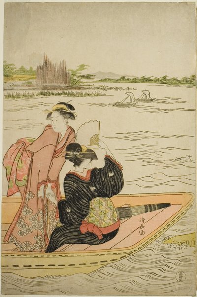 Un ferry en el río Sumida de Torii Kiyonaga