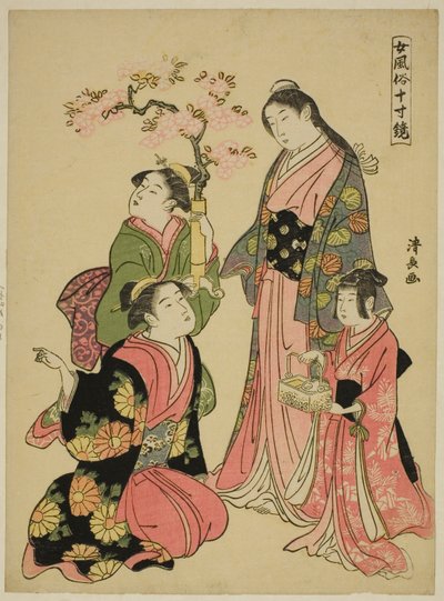 Una Joven Noble, de la serie "Un Espejo de Modales Femeninos (Onna fuzoku masu kagami)" de Torii Kiyonaga