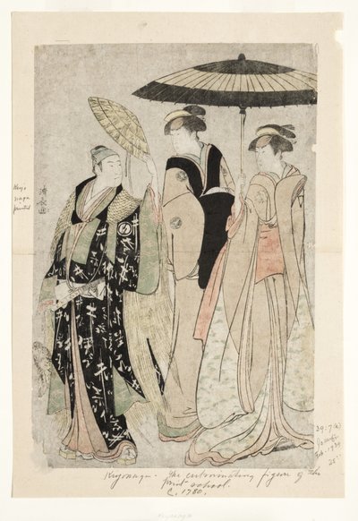 Actores en la obra Oakinai Hiruga kojima, Teatro Nakamura, XI1784, 1784 de Torii Kiyonaga