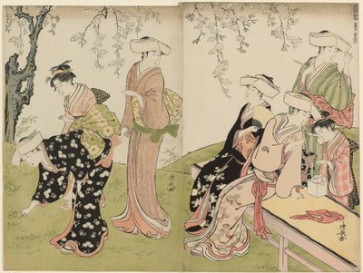 Una excursión en primavera, de la serie Un brocado de modales orientales (Fuzoku azuma no nishiki) de Torii Kiyonaga