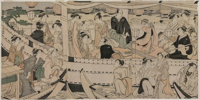 Fiesta en Barco en el Río Sumida de Torii Kiyonaga