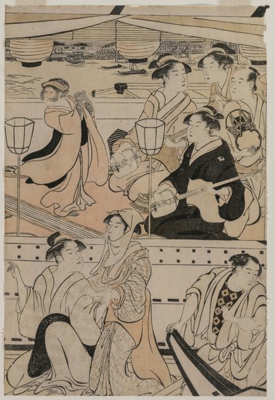 Fiesta en Barco en el Río Sumida de Torii Kiyonaga