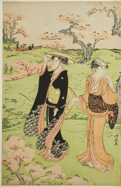 Observación de cerezos en flor en la colina Asuka de Torii Kiyonaga