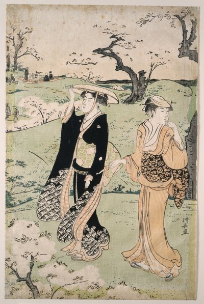 Vista de los cerezos en flor en el Monte Asuka de Torii Kiyonaga