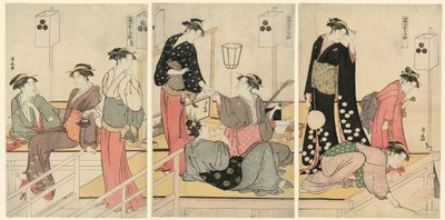 Refrescándose en la Tarde en Shijogawara de Torii Kiyonaga