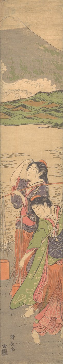 Danza de las doncellas de la playa, finales del siglo XVIII de Torii Kiyonaga