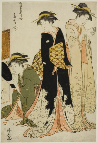 Animadores de Tachibana, de la serie "Una colección de bellezas contemporáneas de los barrios de placer" de Torii Kiyonaga