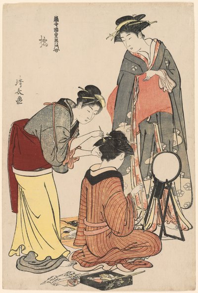 Animadoras del Tachibana, de la serie "Colección de bellezas contemporáneas de los barrios de recreo (Tosei yuri bijin awase)", c.1782 (xilografía en color; oban) de Torii Kiyonaga