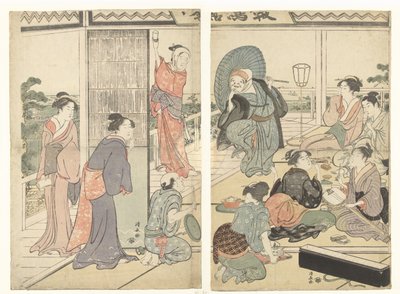 Fiesta en la casa de té Komeikan de Torii Kiyonaga