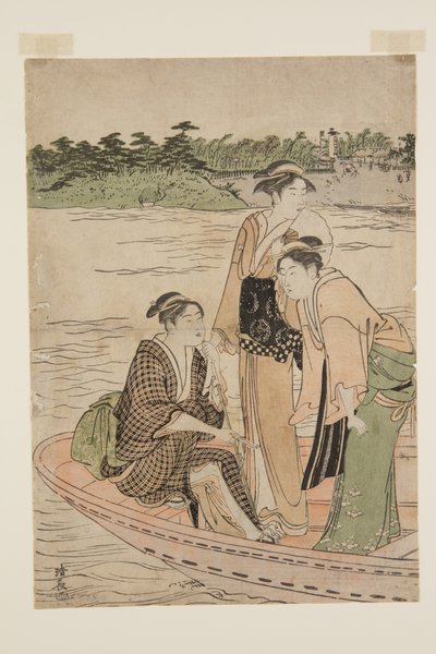 Ferry en el río Rokugō de Torii Kiyonaga
