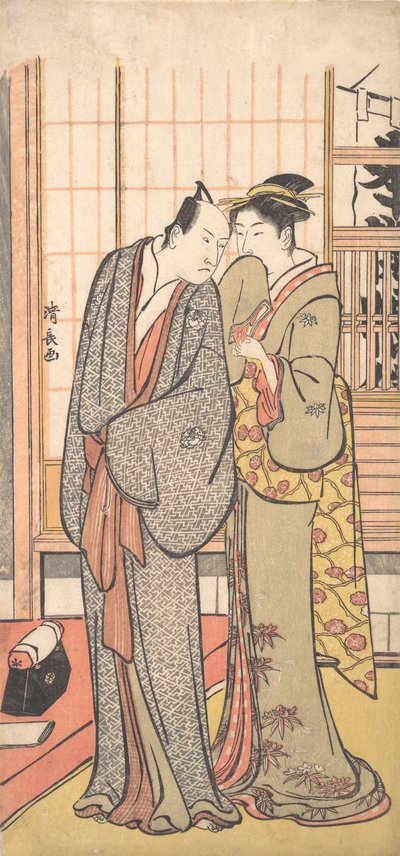 Ichikawa Yaozo III con una dama, ca. 1785 de Torii Kiyonaga