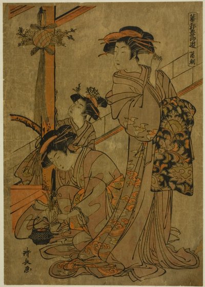 Mañana de Iris, de la serie "Cinco festivales en los barrios de placer" de Torii Kiyonaga