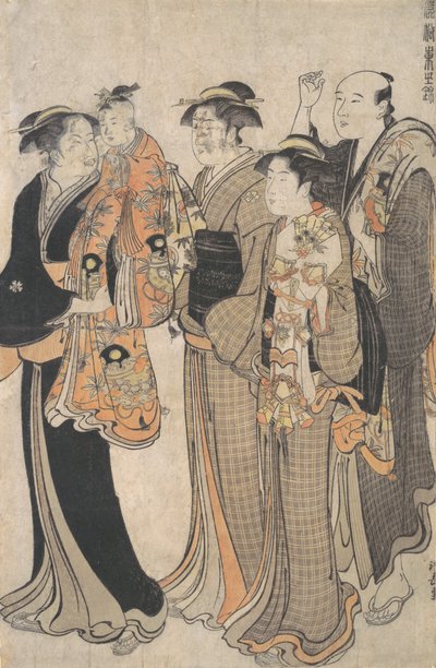Madre llevando a su niña al Miya Mairi, ca. 1784 de Torii Kiyonaga