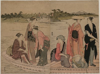 Pasajeros en un Ferry en el Río Sumida de Torii Kiyonaga