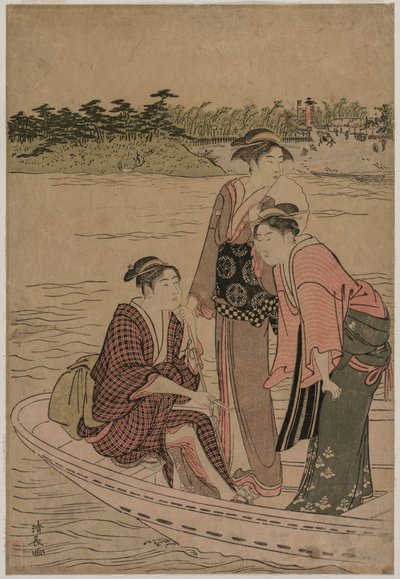 Pasajeros en un Ferry en el Río Sumida de Torii Kiyonaga