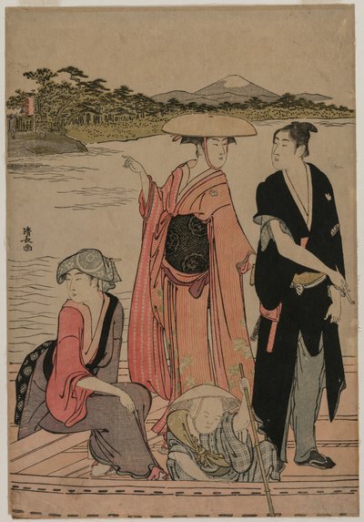 Pasajeros en un Ferry en el Río Sumida de Torii Kiyonaga
