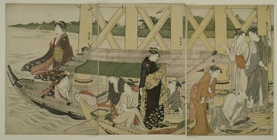 Barcos de placer bajo el puente Azuma, c.1784 de Torii Kiyonaga