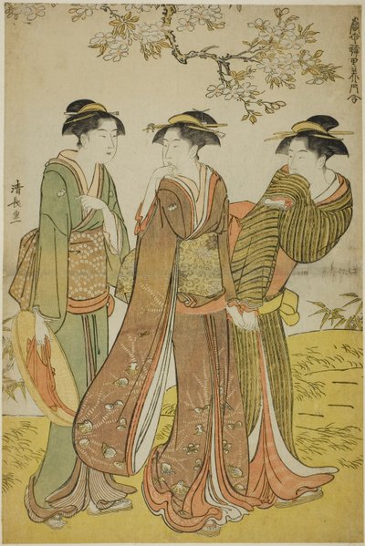 Excursión de Primavera, de la serie "Una Colección de Bellezas Contemporáneas de los Barrios de Placer (Tosei yuri bijin awase)" de Torii Kiyonaga