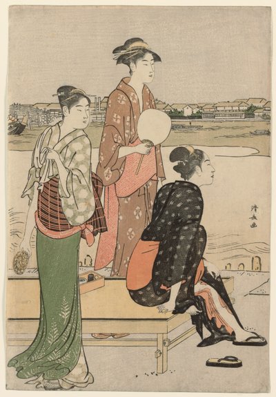 Crepúsculo de verano en las orillas del río Sumida de Torii Kiyonaga