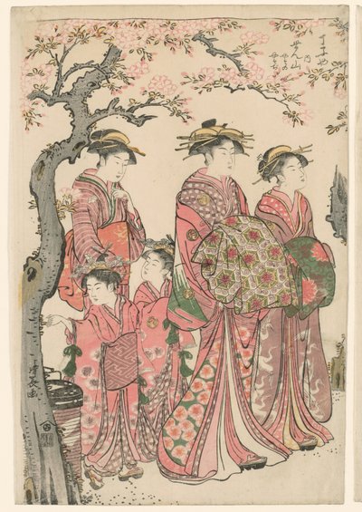 Las cortesanas Senzan, Yasono y Yasoji del Chojiya de Torii Kiyonaga