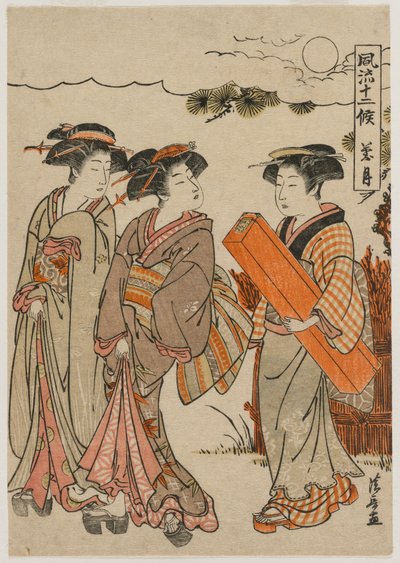 El octavo mes de la serie Presentaciones de moda de los doce meses, 1779 de Torii Kiyonaga