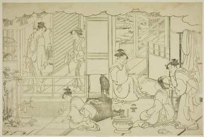 El primer baño del año nuevo (Yudono hajime), del libro ilustrado "Colores del triple amanecer (Saishiki mitsu no asa)" de Torii Kiyonaga