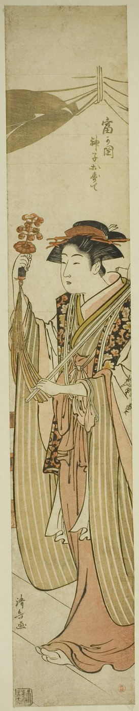 La doncella del santuario Osute del santuario Tomigaoka (Tomigaoka miko Osute) de Torii Kiyonaga