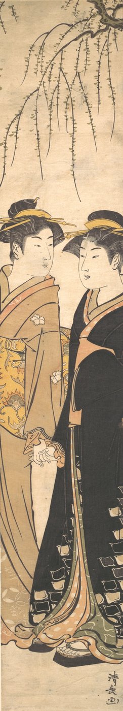 Dos mujeres jóvenes altas caminando de la mano, ca. 1785 de Torii Kiyonaga
